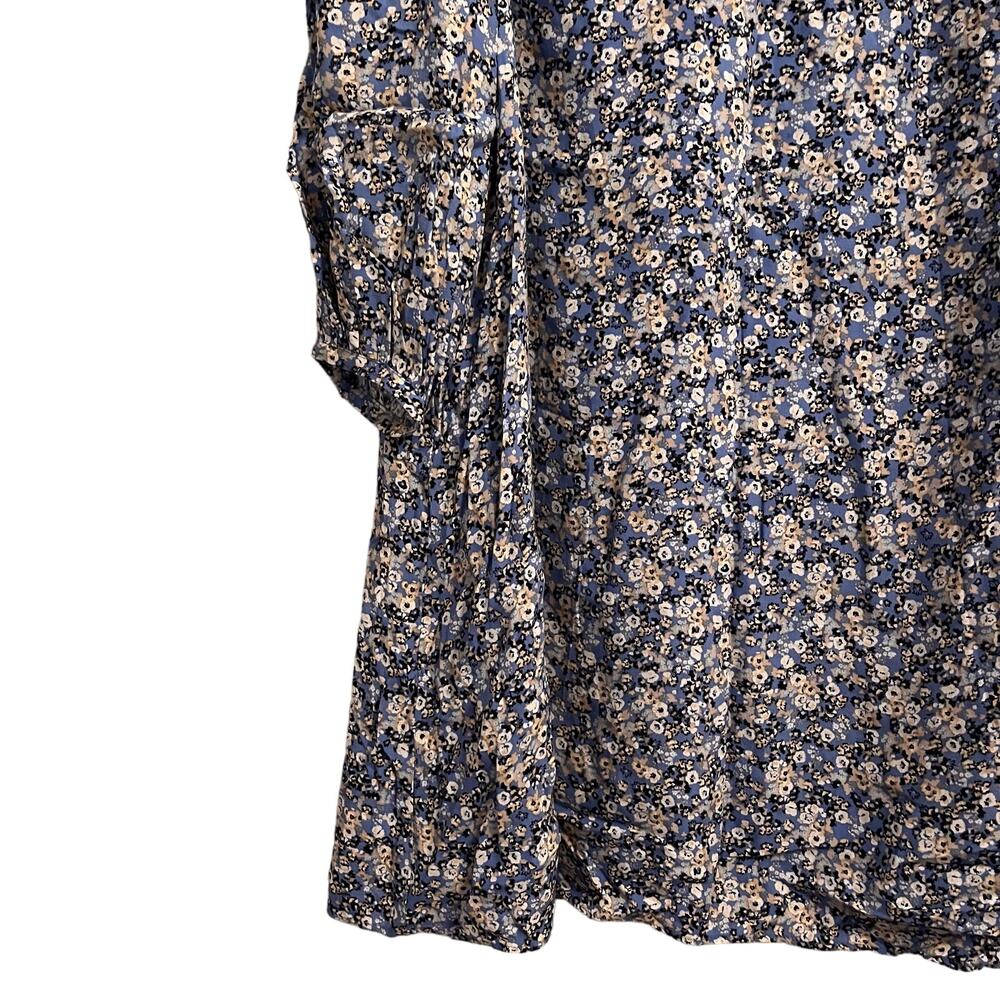 Ann Taylor Womens Blue Floral Mock Neck Knee Length Dress, Viscose, 10 - Picture 4 of 9